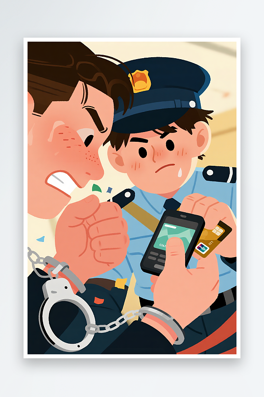 诈骗陷阱漫画全民反诈预防电信诈骗人物插画-众图网