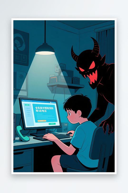 卡通防诈宣传全民反诈预防电信诈骗人物插画-众图网