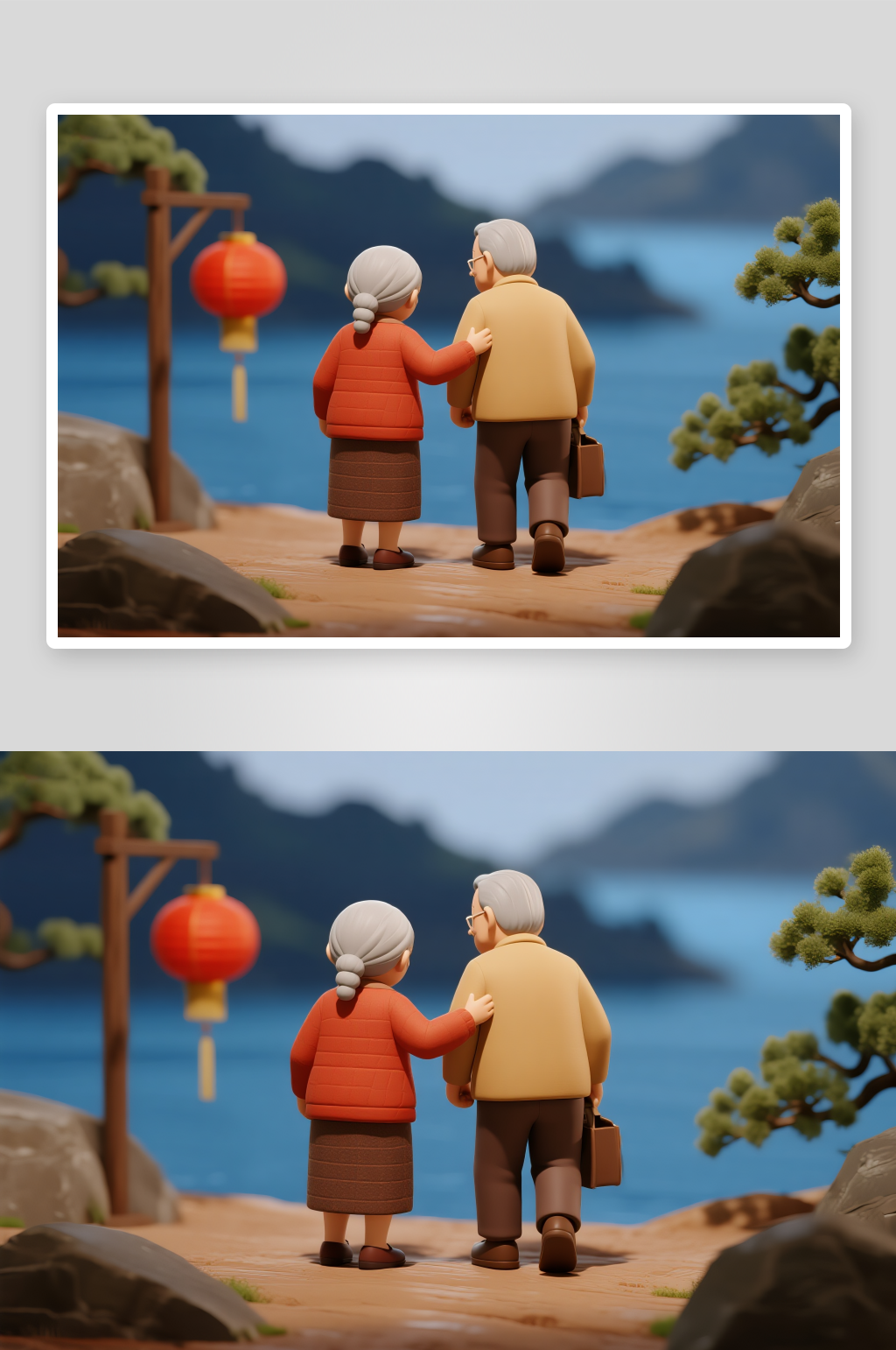 老人背影重陽節(jié)老年人老人模型插畫素材