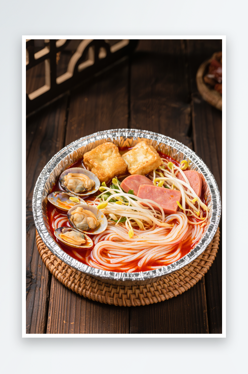 青菜午餐肉花甲粉美食摄影图素材