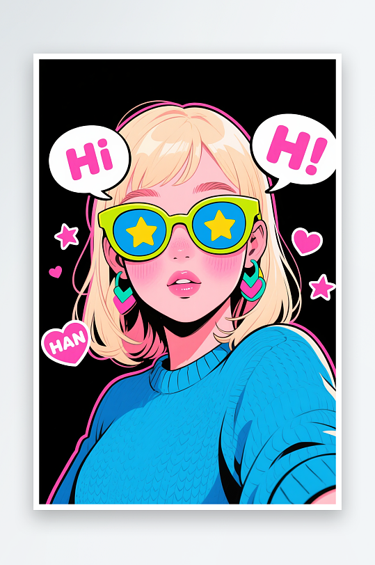 少女自拍头像卡通人物自拍头像插画