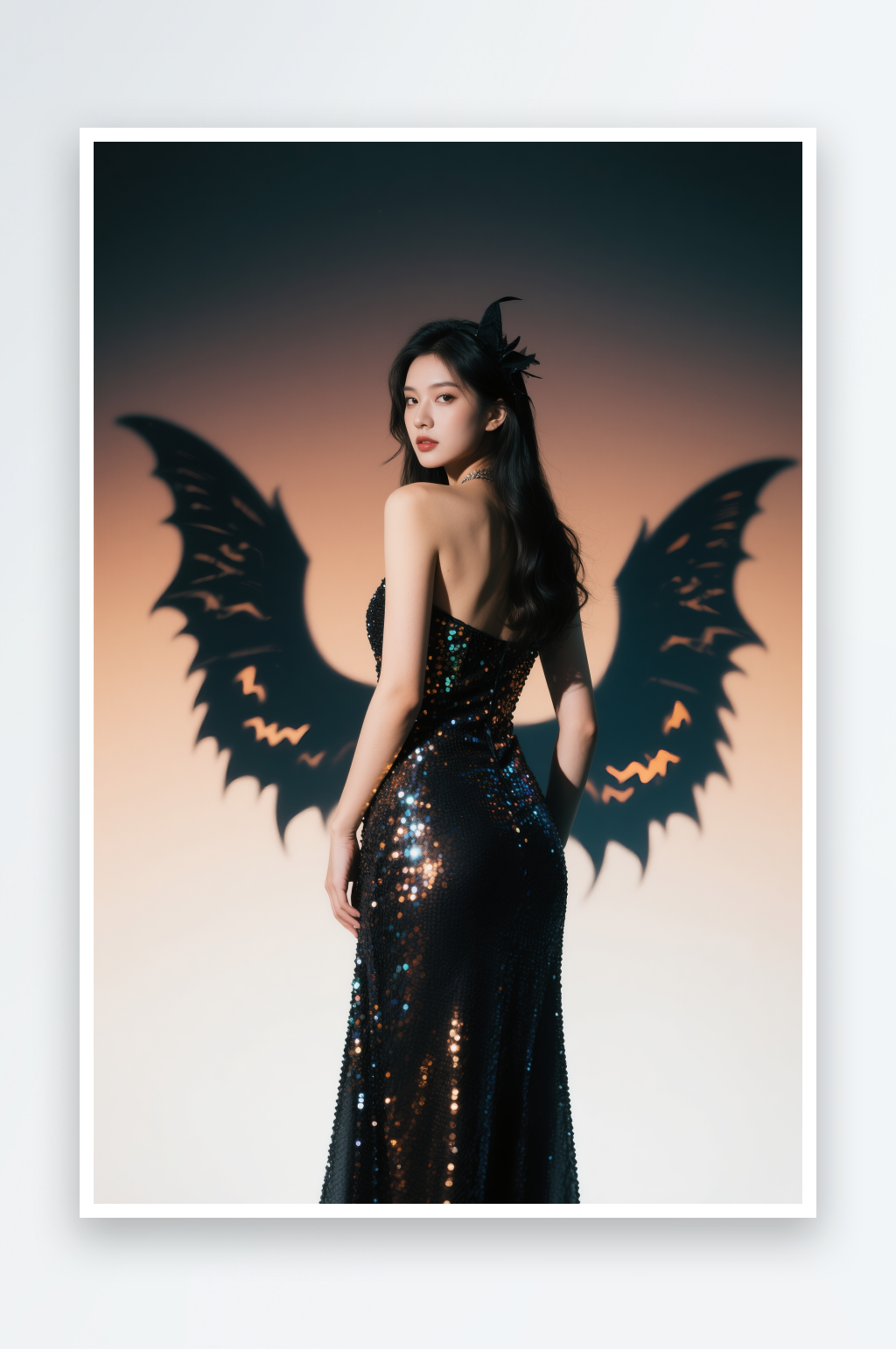天使恶魔美女万圣节酒吧美女人物摄影图素材