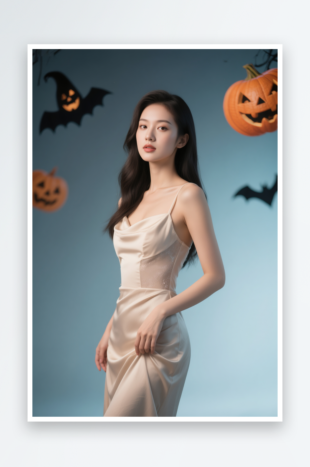 扮鬼蝙蝠恶魔美女万圣节酒吧美女人物摄影图素材
