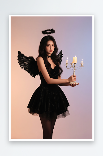 美女蝙蝠天使万圣节酒吧美女人物摄影图