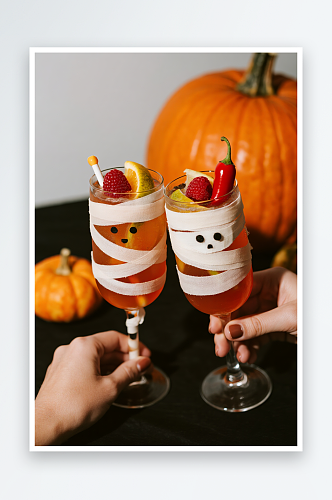 捣蛋水果汁奶茶万圣节奶茶咖啡饮品摄影图