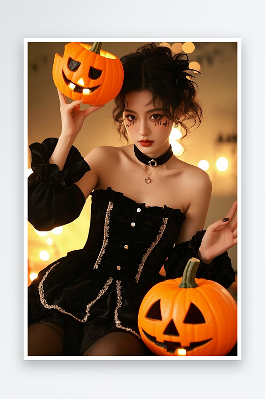 可爱派对万圣节派对化装舞会人物摄影图-众图网