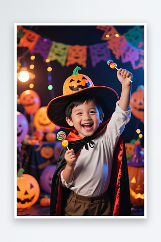 可爱派对万圣节派对化装舞会人物摄影图