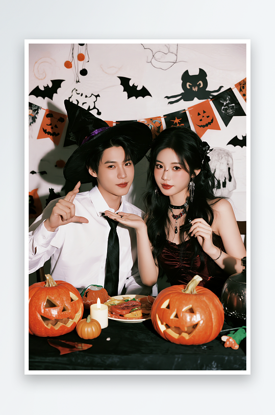 马戏团派对万圣节派对化装舞会人物摄影图-众图网