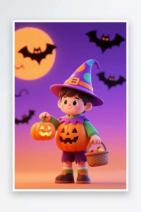 女巫吸血鬼万圣节人物模型插画-众图网