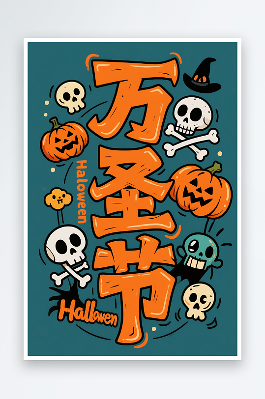 南瓜万圣节捣蛋夜艺术字字体设计