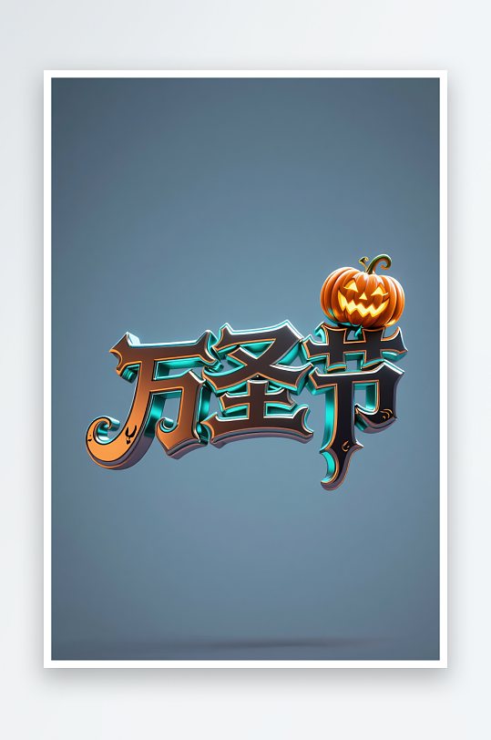 烫金立体南瓜万圣节捣蛋夜艺术字字体设计