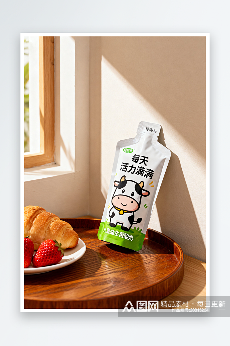 带喷嘴包装袋装牛奶酸奶饮品包装样机素材下载-众图网