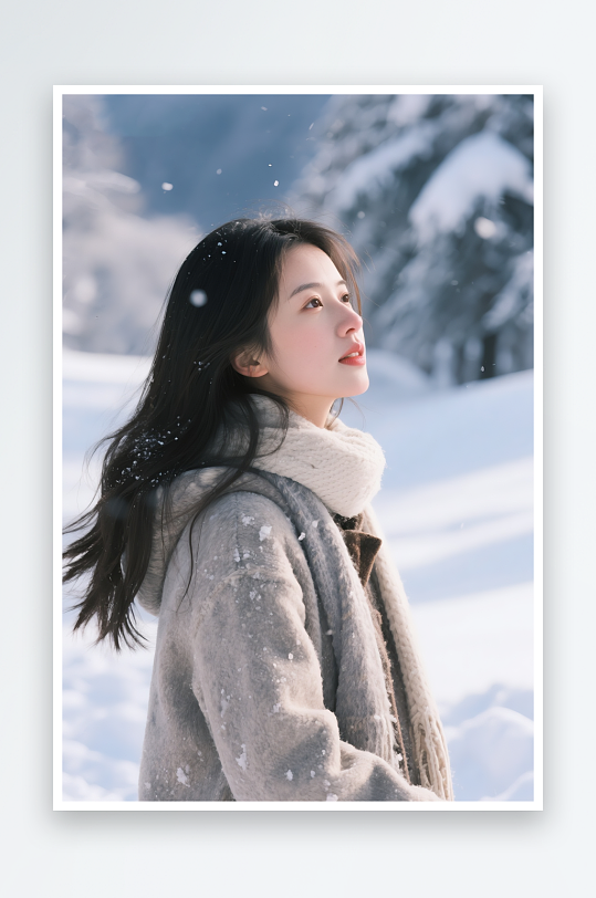 冬天冬季医美美女游客立冬冬季旅游女生人物摄影图-众图网