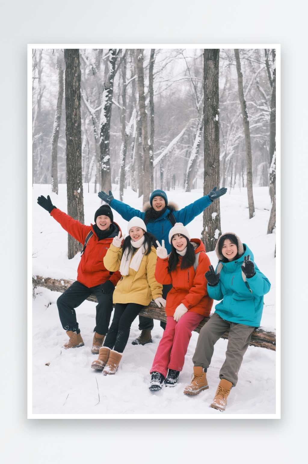 雪地里看风景立冬冬季旅游女生人物摄影图素材