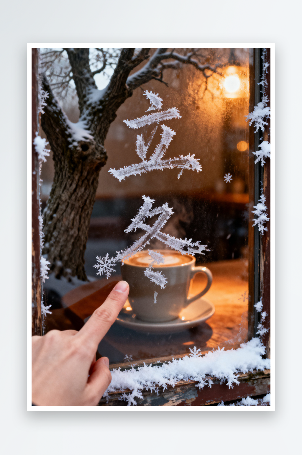 二十四节气创意雪地立冬节气背景图素材