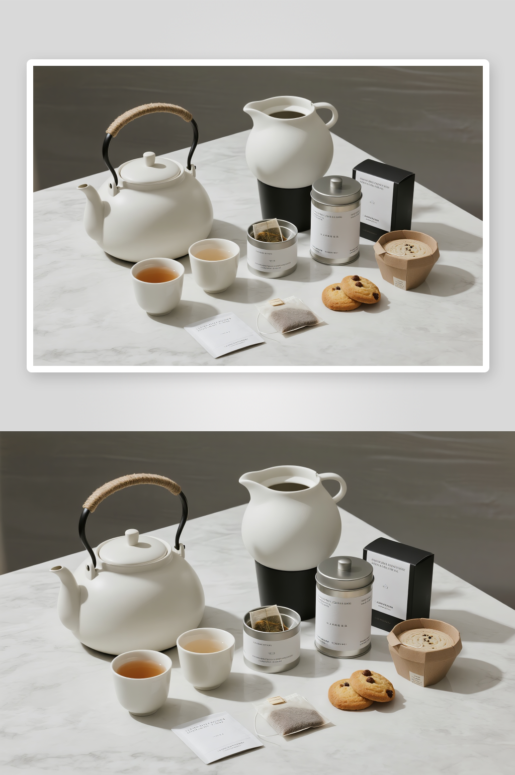 套装茶包茶壶茶叶标签样机图片素材