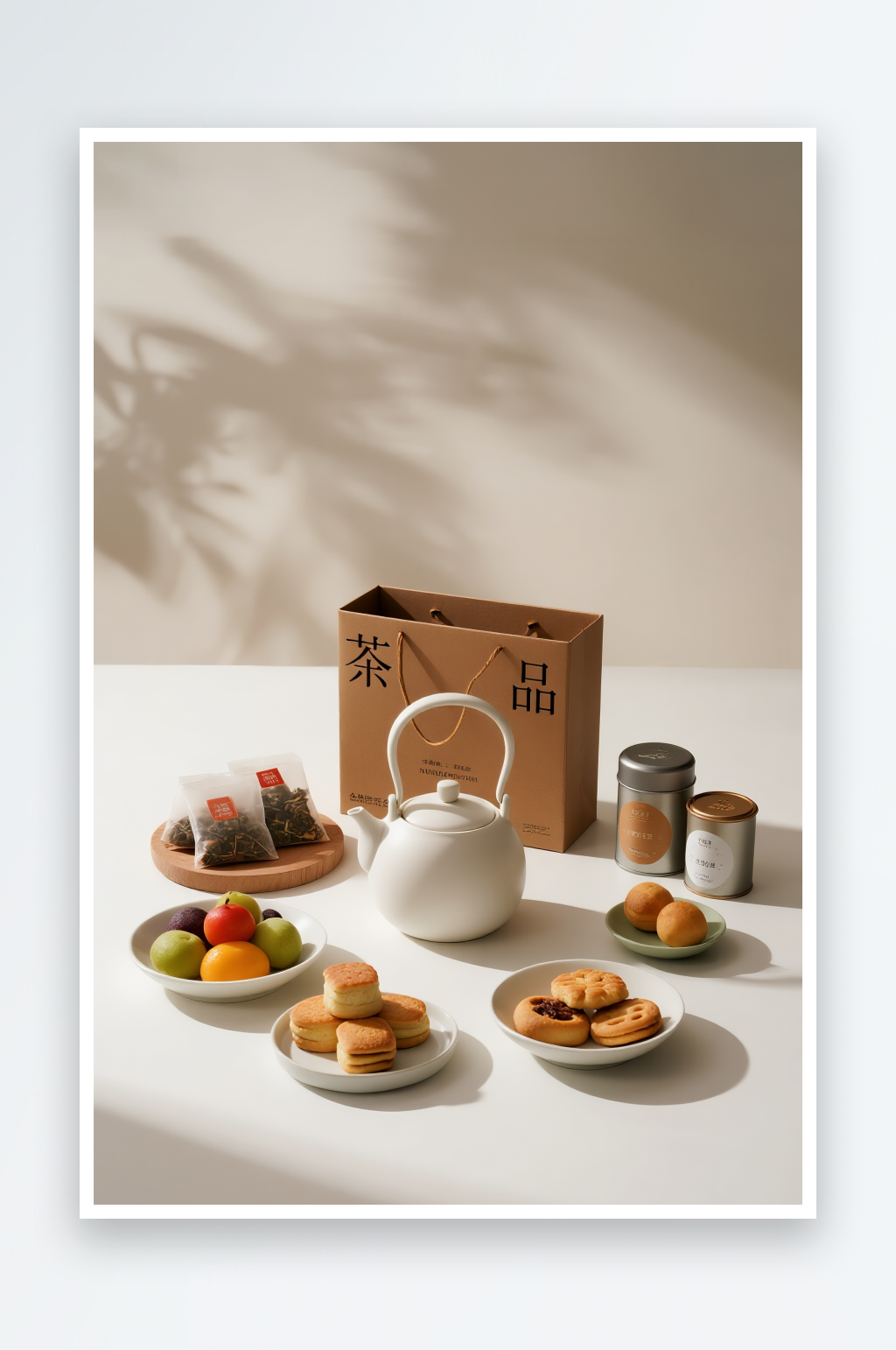 有机食品热饮茶壶茶包茶叶标签样机图片素材