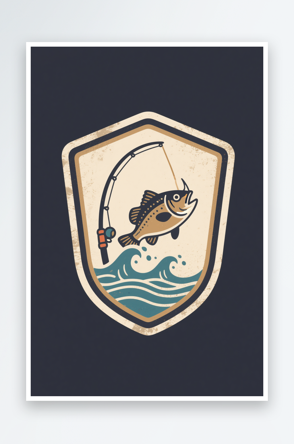 比赛海鲜钓鱼垂钓渔具图标元素插画素材