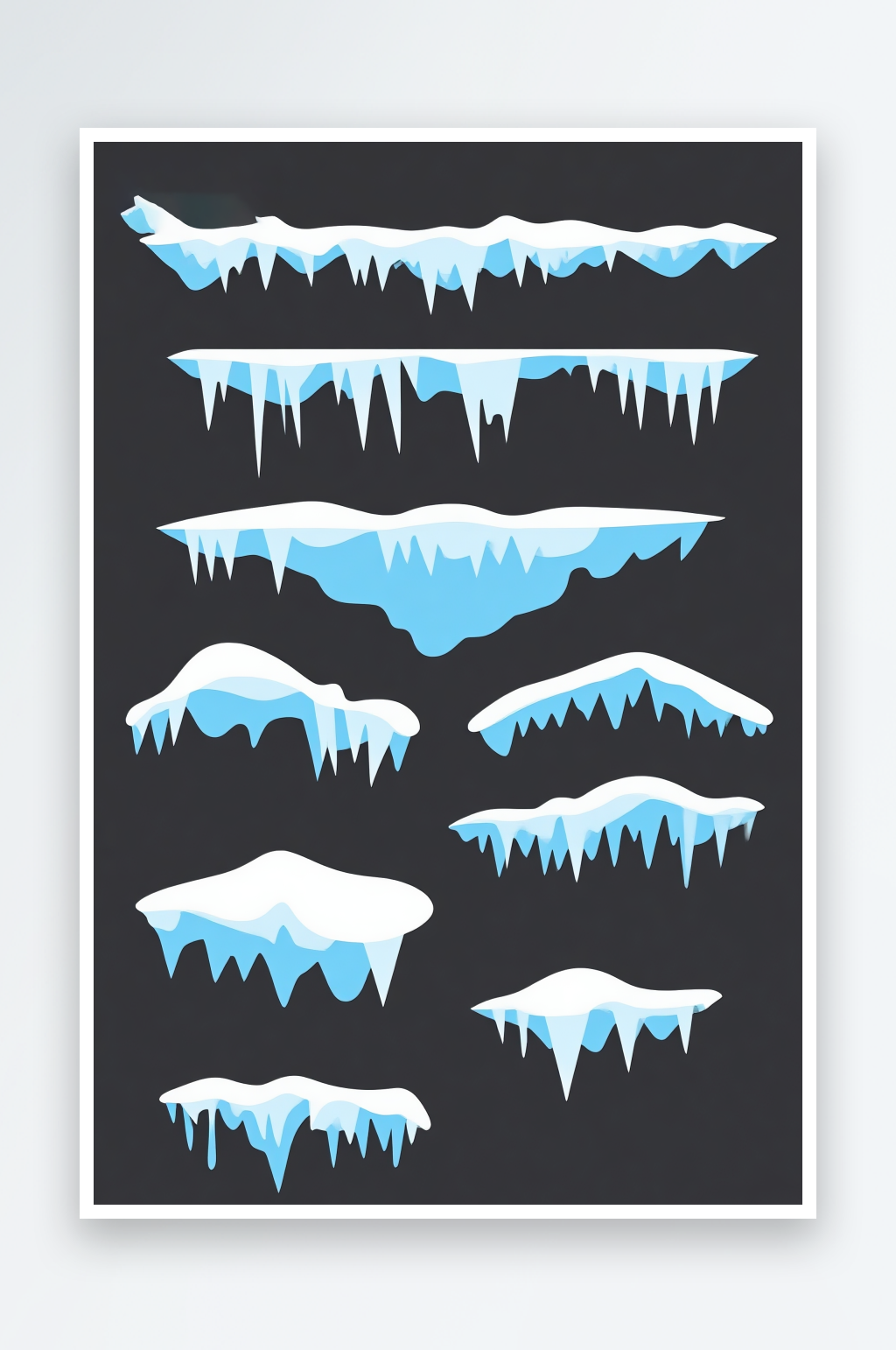 冬季白色雪花雪块雪条冰棱插画元素素材