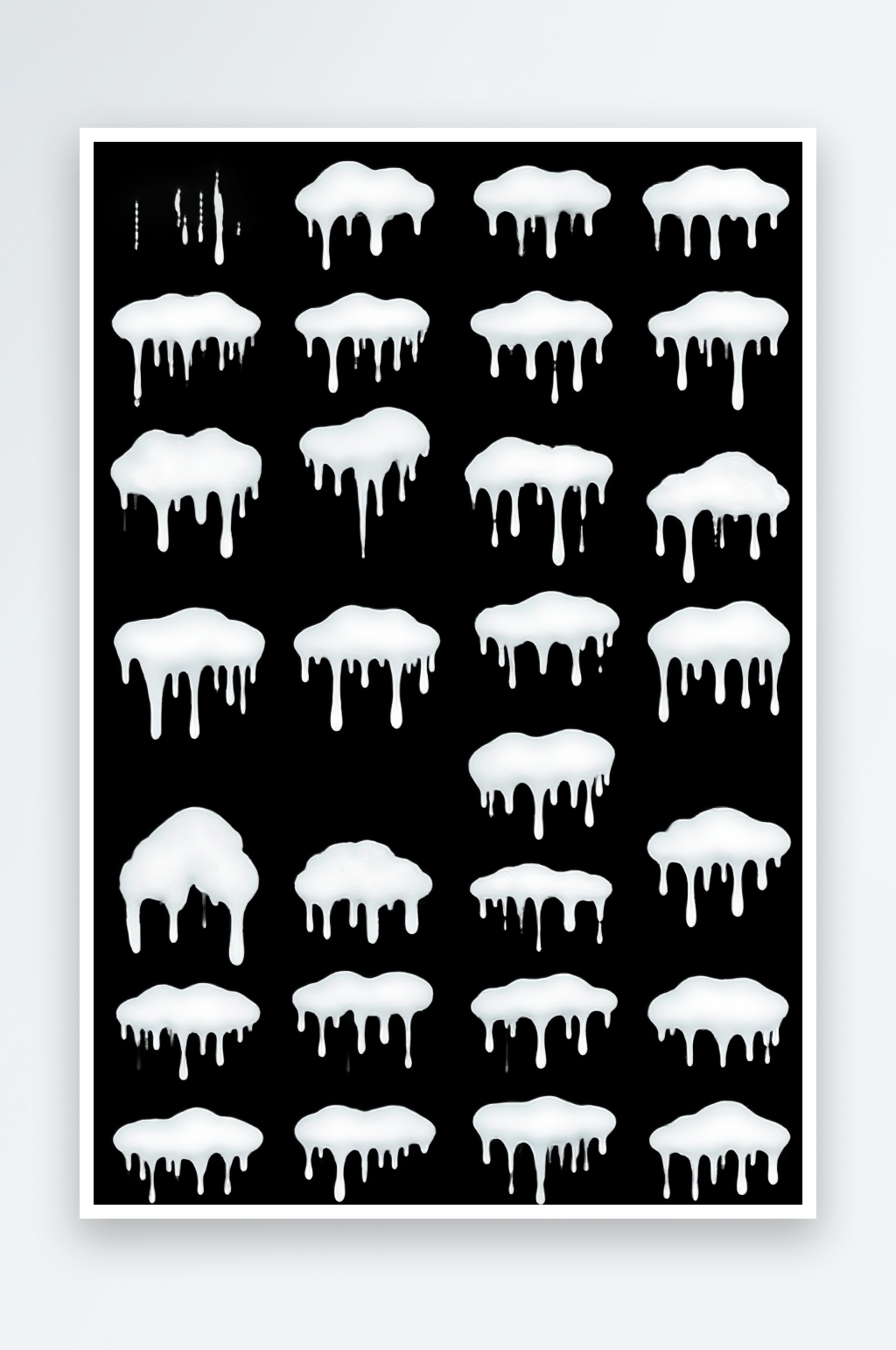 冬季白色雪花雪块雪条冰棱插画元素素材