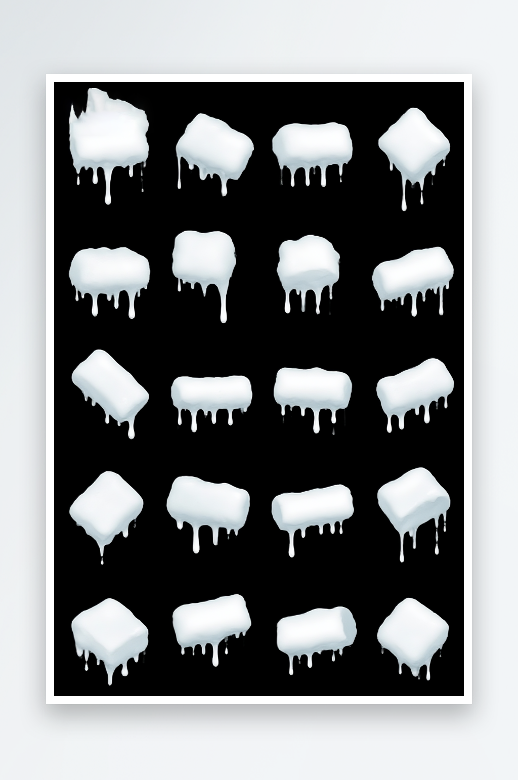 冬季白色雪花雪块雪条冰棱插画元素素材