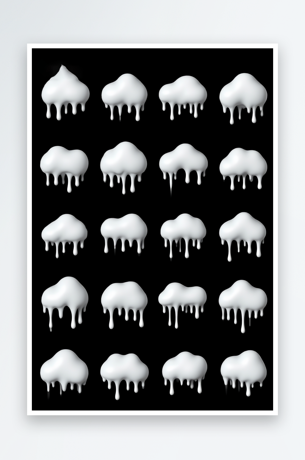 冬季白色雪花雪块雪条冰棱插画元素素材