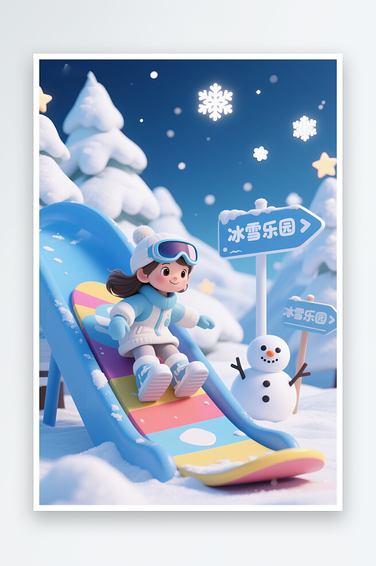 一起去露营冬季冬天小雪大雪户外滑雪露营旅游人物插画-众图网