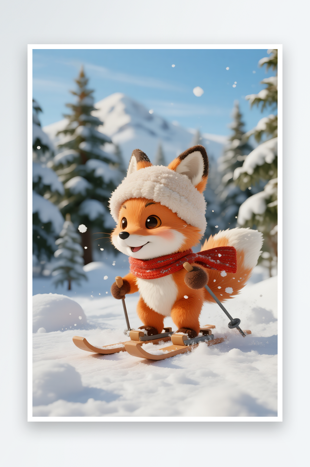 篝火咖啡冬季冬天小雪大雪户外滑雪旅游人物插画素材