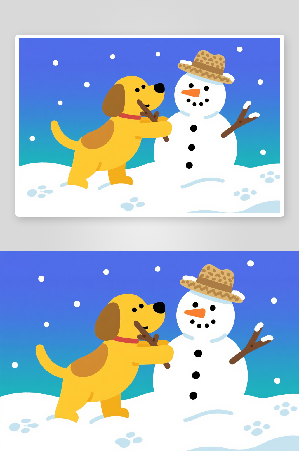 狗狗看雪冬季立冬节气冬至卡通动物插画素材