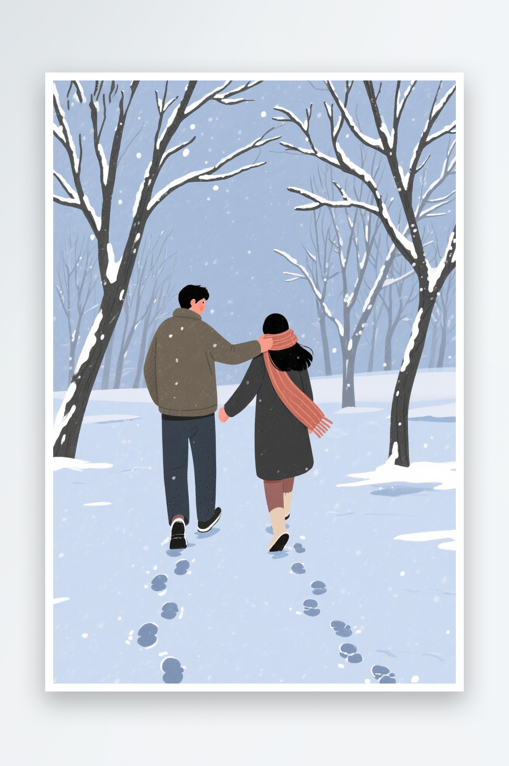 雪地玩耍冬季冬天立冬冬至卡通人物插画素材
