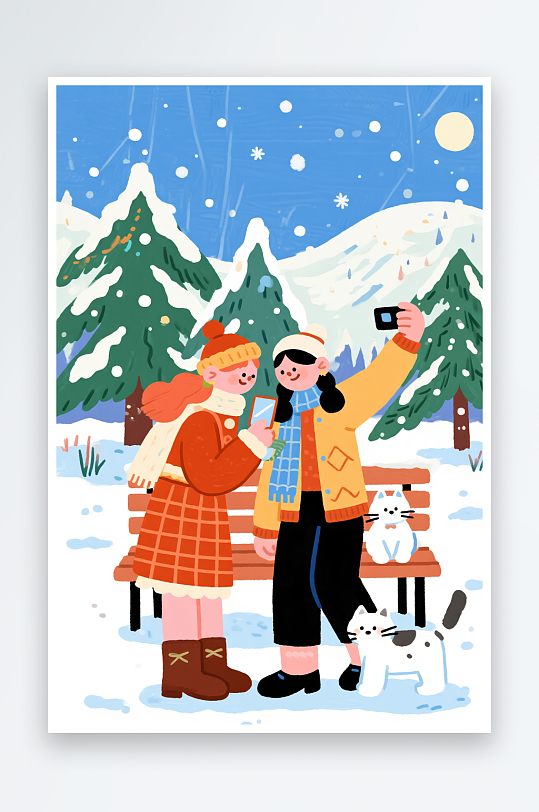 冬季旅游饺子冬季冬天小雪大雪立冬冬至卡通人物插画-众图网