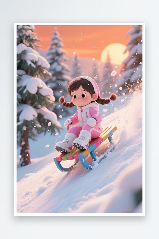 冬季旅游饺子冬季冬天立冬冬至小雪大雪滑雪卡通人物插画-众图网