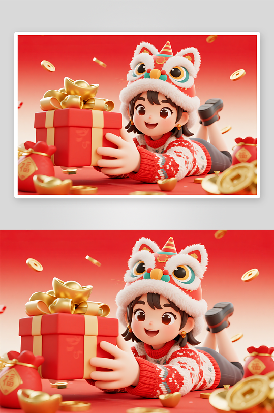 新年年货节购物直播间带货人物模型插画-众图网