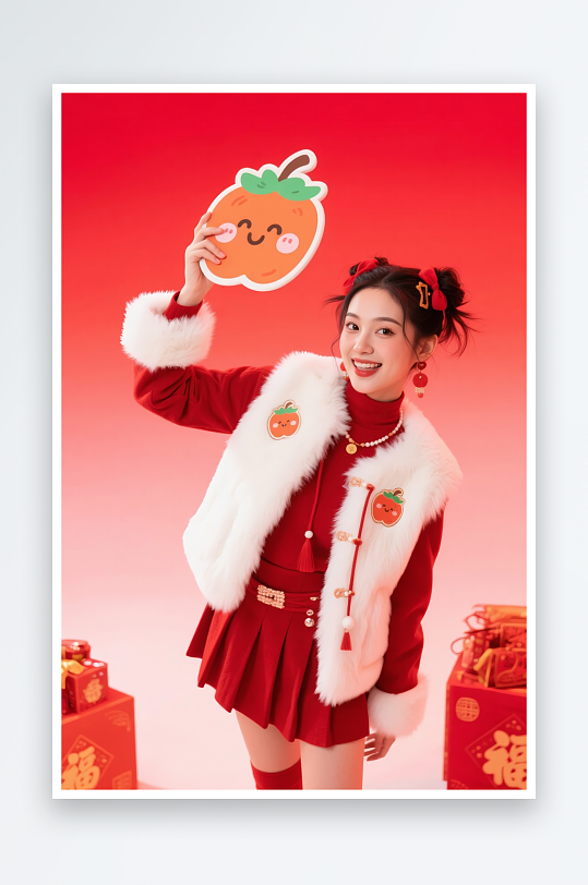 国潮新年年货节购物直播间带货人物摄影图-众图网