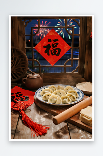 中国节日团圆包饺子立冬冬至新年饺子摄影图