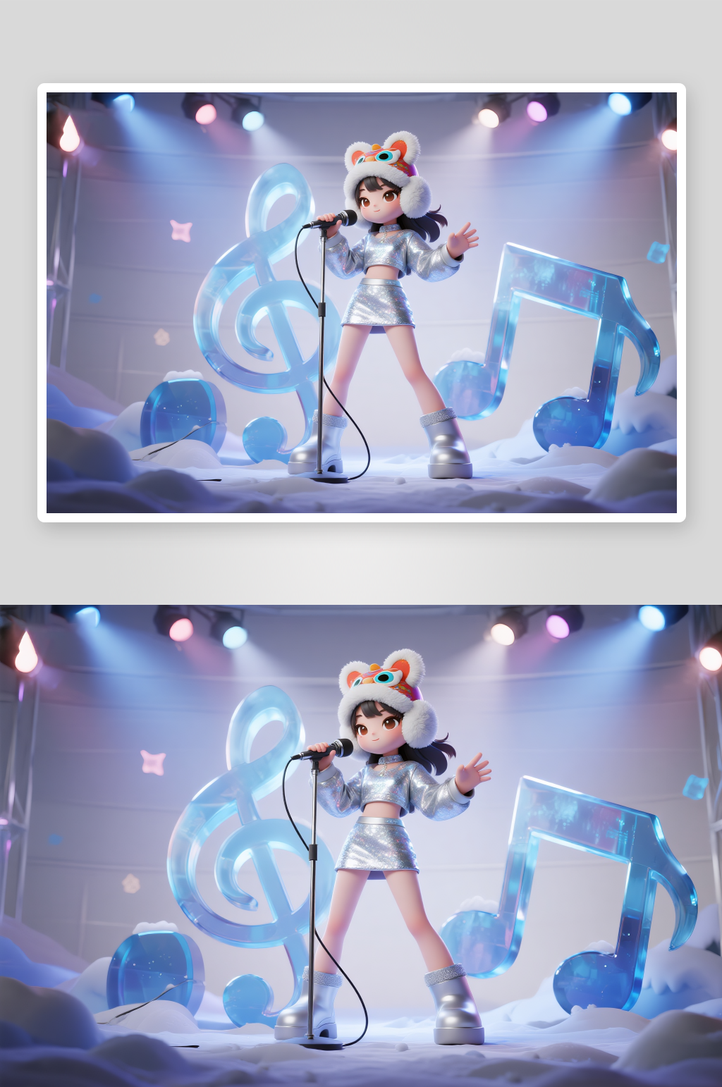 麦克风唱冬季音乐节演出演唱会表演人物插画素材