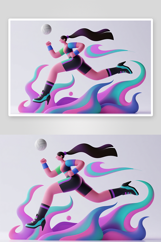 彩色飘带运动会田径比赛运动员人物插画-众图网