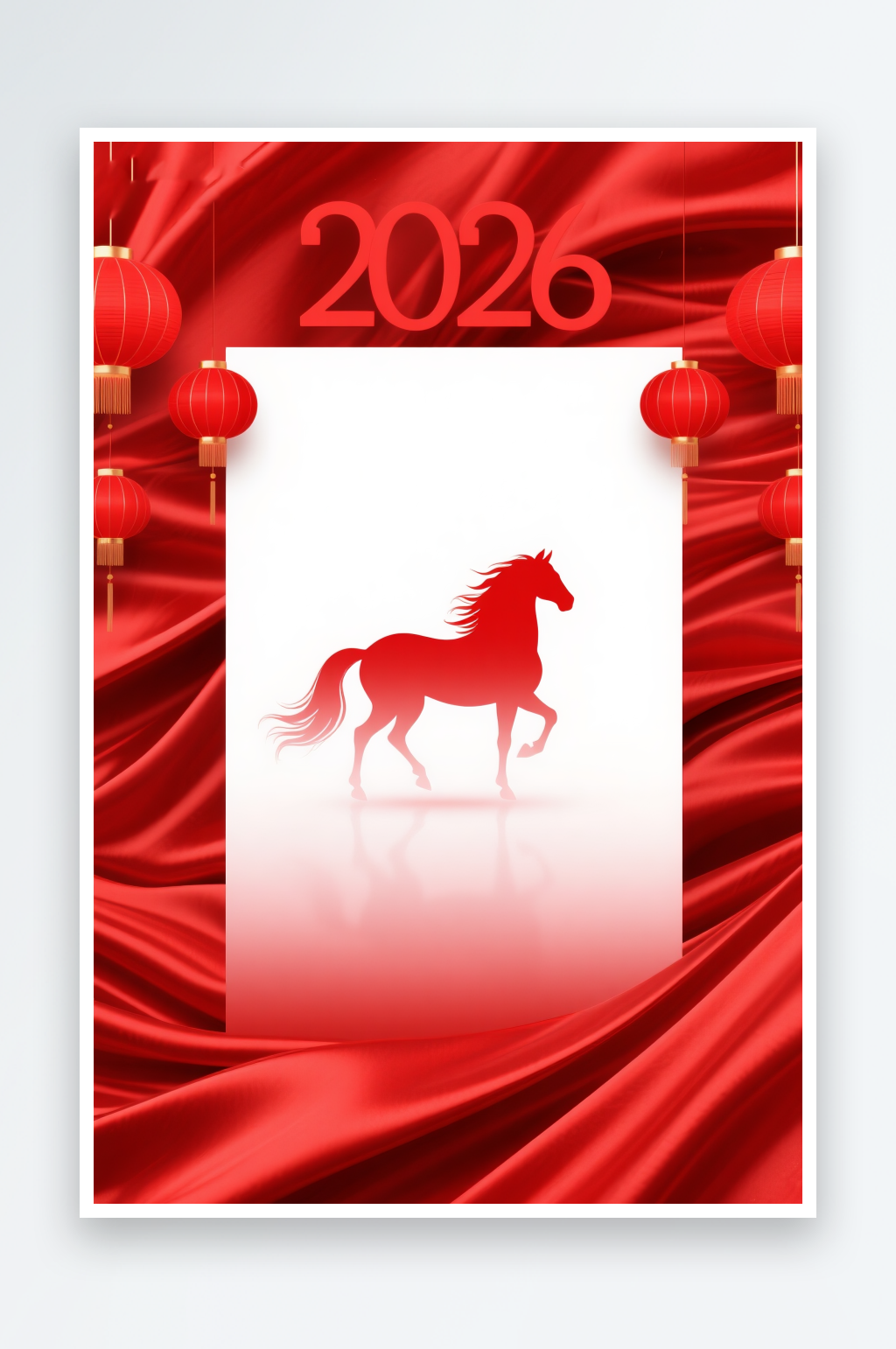 奔跑骏马2026年马年新年渐变留白背景图素材
