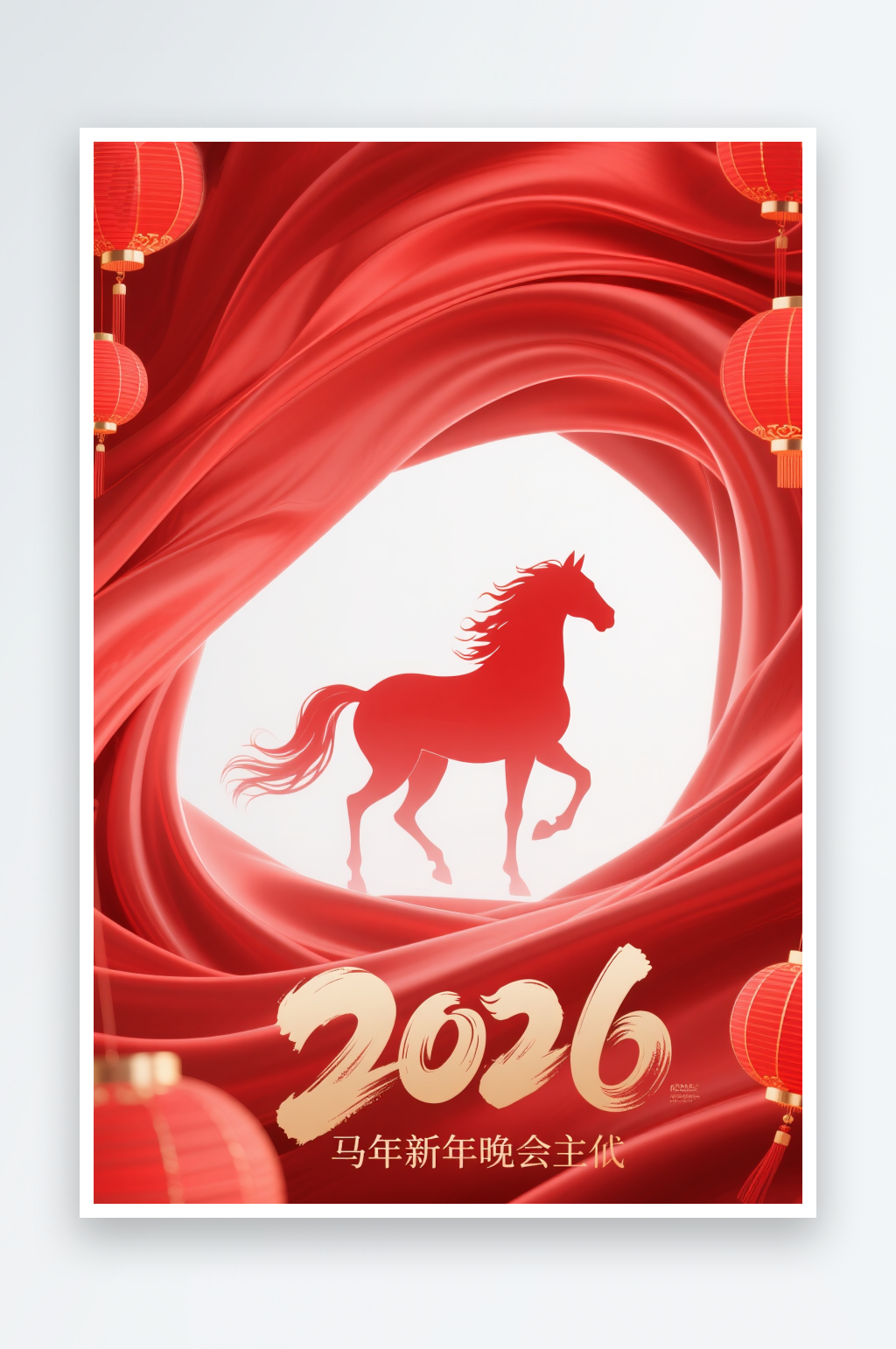 跨年骏马2026年马年新年渐变留白背景图素材