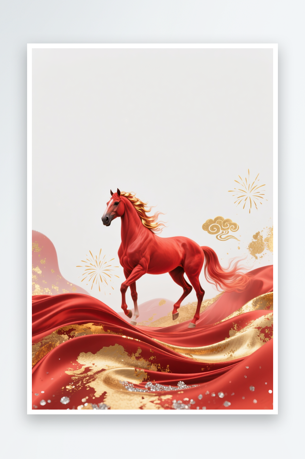 跨年骏马2026年马年新年渐变留白背景图素材