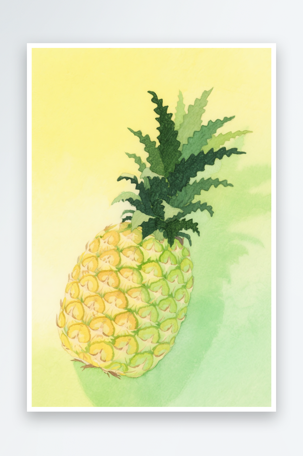 清新菠萝变水彩水果插画元素素材