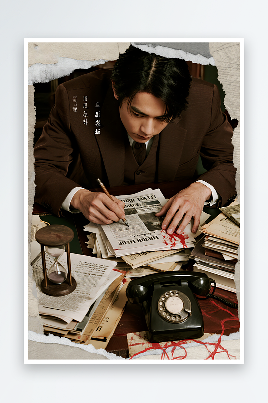 游戏娱乐创意桌游剧本杀破案游戏人物摄影图-众图网