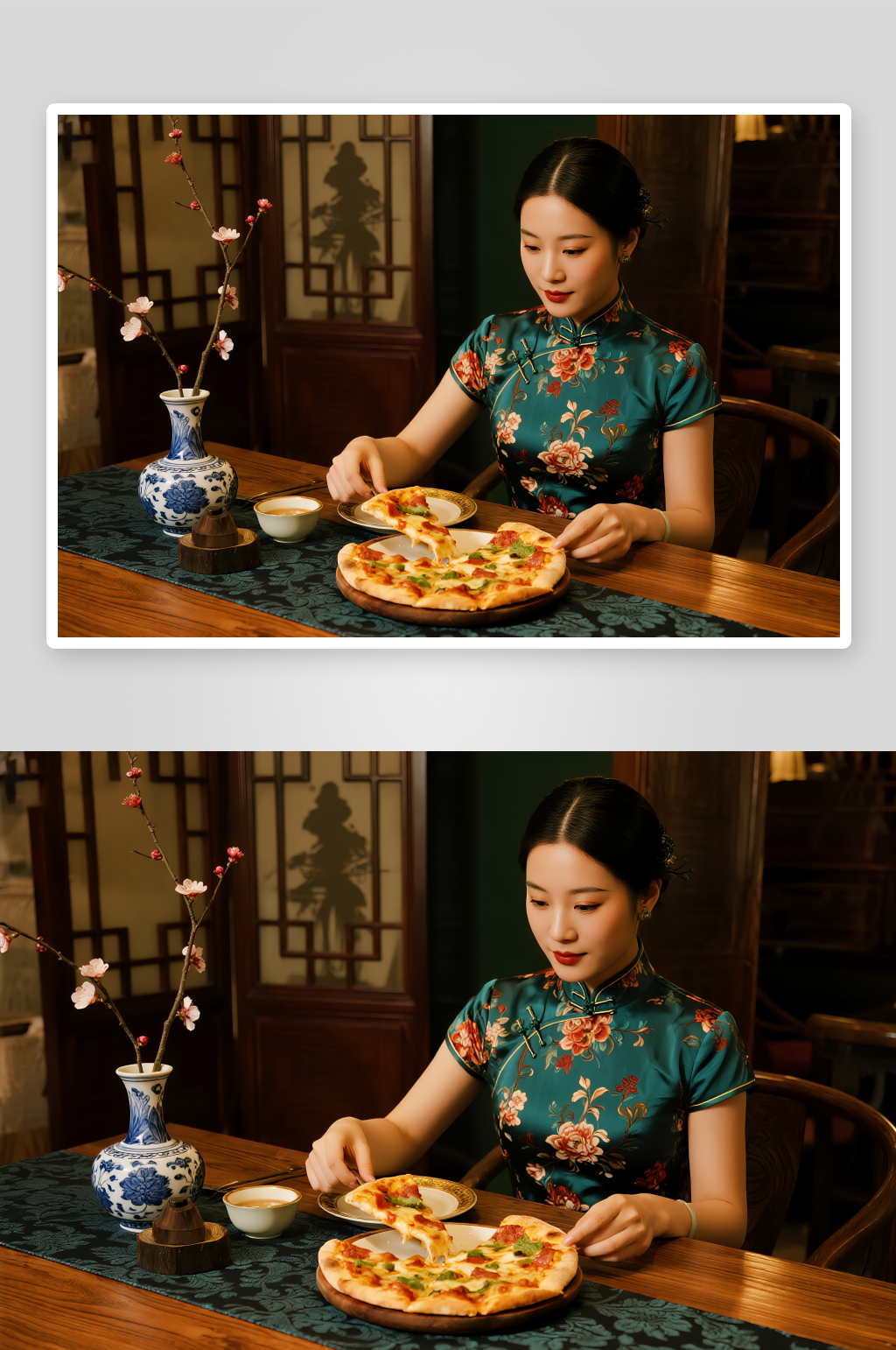 芝士金枕榴莲披萨美食摄影图素材