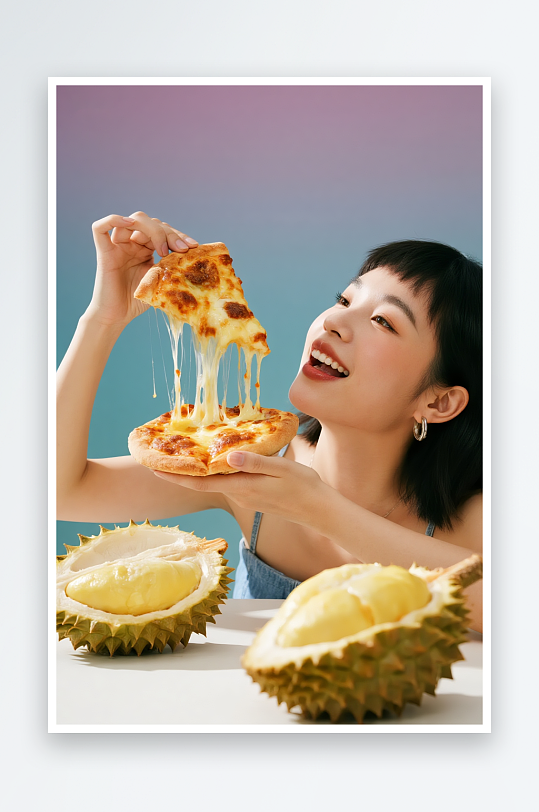 美食芝士金枕榴莲披萨美食摄影图-众图网