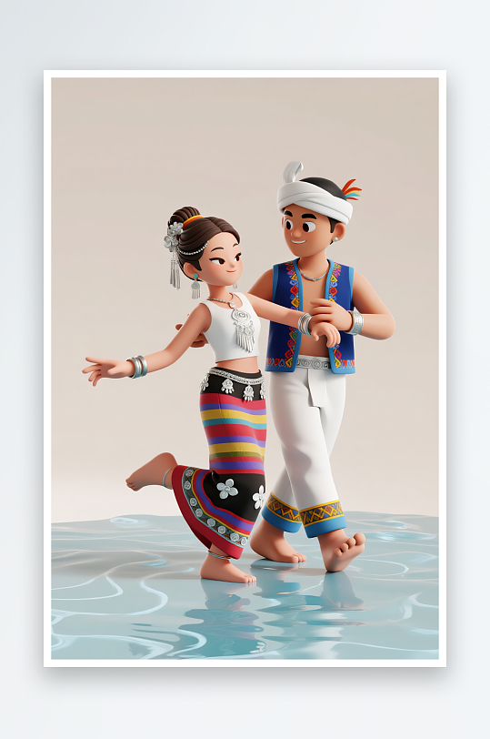 傣族56个民族少数民族人物模型插画-众图网