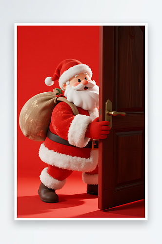 可爱圣诞老人立体圣诞节圣诞老人模型插画