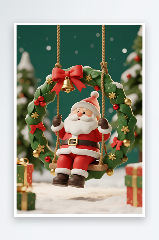 喝啤酒吃烧烤立体圣诞节圣诞老人模型插画-众图网