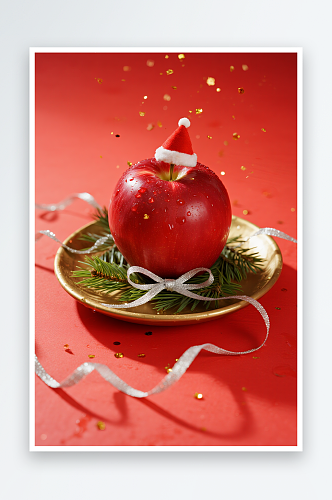 苹果青椒圣诞节平安夜产品展示行业营销插画摄影图