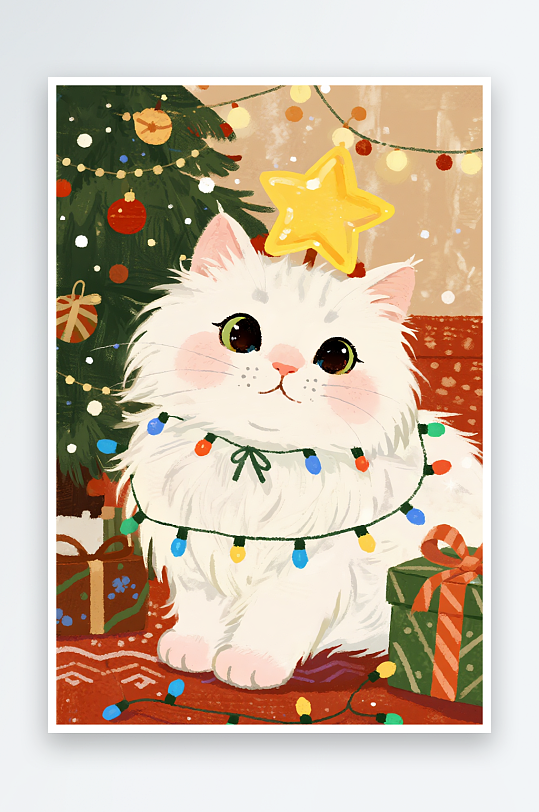 小熊小鹿礼物圣诞节卡通动物宠物萌宠插画-众图网