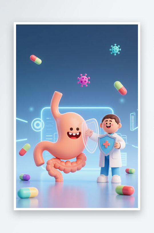 医疗胃部胃炎肠胃病插画元素